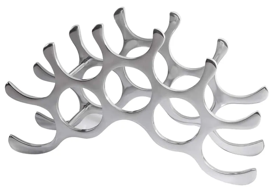 Modernes Weinregal FLAME 48cm silber für 10 Flaschen Flaschenhalter