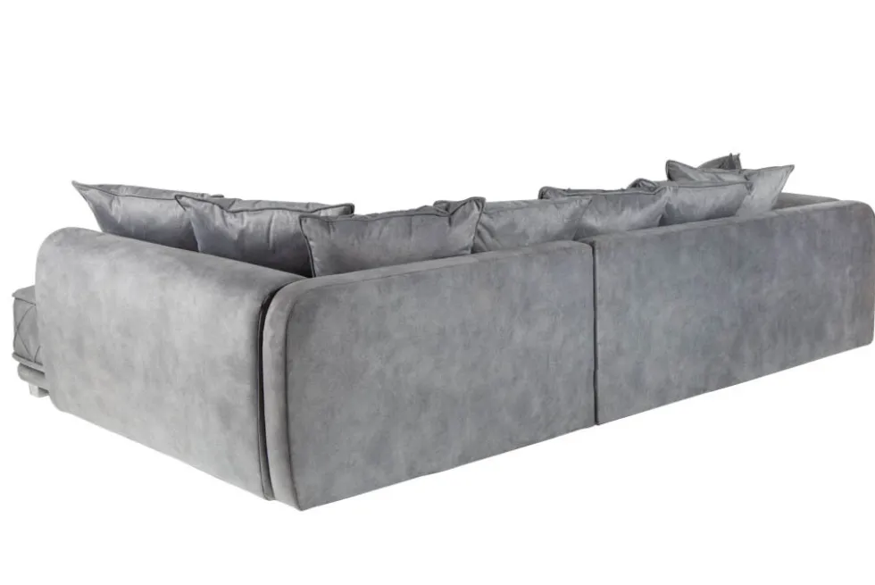 Modernes XXL Ecksofa DECADENCIA 320cm silbergrau Samt Bigsofa inkl. Kissen