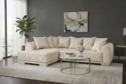 Modernes XXL Ecksofa DECADENCIA 320cm beige Samt Bigsofa inkl. Kissen