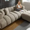 Modernes XXL Sofa ADLON 255cm champagner greige Bouclé Bigsofa Federkern inkl. Kissen
