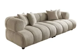 Modernes XXL Sofa ADLON 255cm champagner greige Bouclé Bigsofa Federkern inkl. Kissen