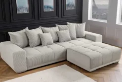 Modernes XXL Sofa ELEGANCIA 285cm champagner beige Cord inklusive Kissen Bigsofa