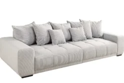 Modernes XXL Sofa ELEGANCIA 285cm champagner beige Cord inklusive Kissen Bigsofa