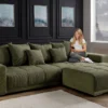 Modernes XXL Sofa ELEGANCIA 285cm grün Cord Federkern inklusive Kissen Bigsofa
