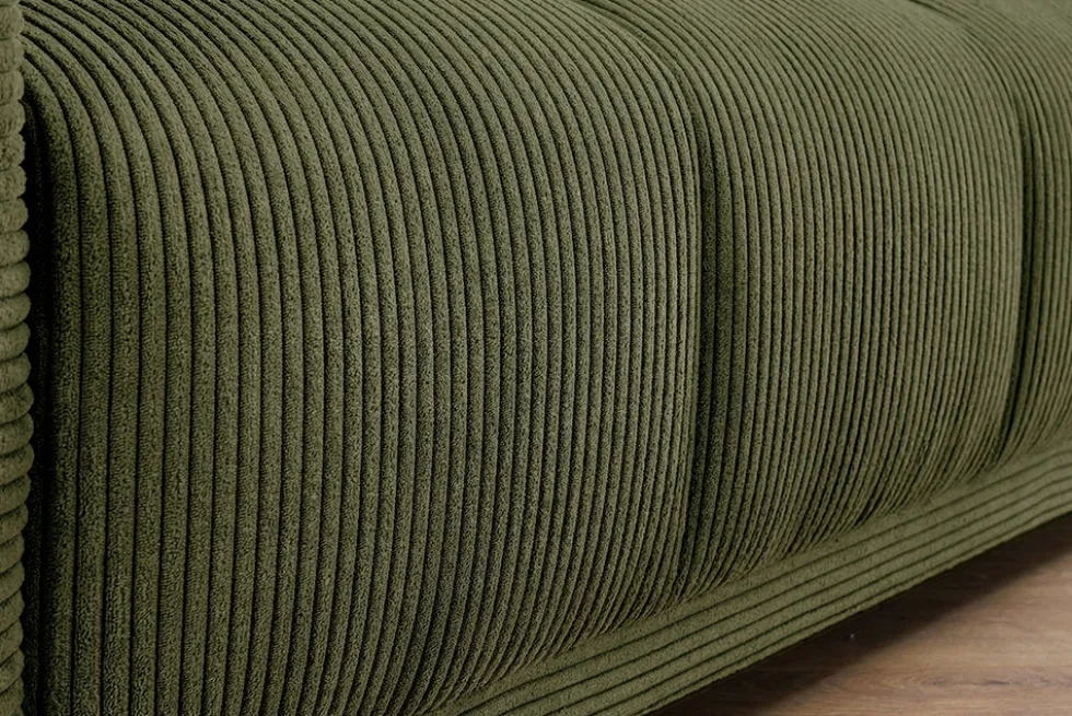Modernes XXL Sofa ELEGANCIA 285cm grün Cord Federkern inklusive Kissen Bigsofa