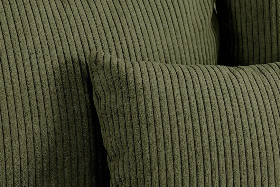 Modernes XXL Sofa ELEGANCIA 285cm grün Cord Federkern inklusive Kissen Bigsofa