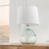 Moderne Tischlampe CLASSIC 45cm transparent recyceltes Glas weiß Stoffschirm