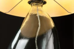 Moderne Tischlampe CLASSIC 45cm transparent recyceltes Glas weiß Stoffschirm