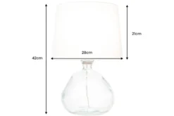 Moderne Tischlampe CLASSIC 45cm transparent recyceltes Glas weiß Stoffschirm