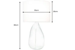 Moderne Tischlampe CLASSIC 60cm transparent recyceltes Glas weiß Stoffschirm