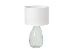 Moderne Tischlampe CLASSIC 60cm transparent recyceltes Glas weiß Stoffschirm