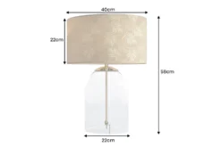 Moderne Tischlampe CLASSICO 60cm transparent Glas weiß gold Leinenschirm