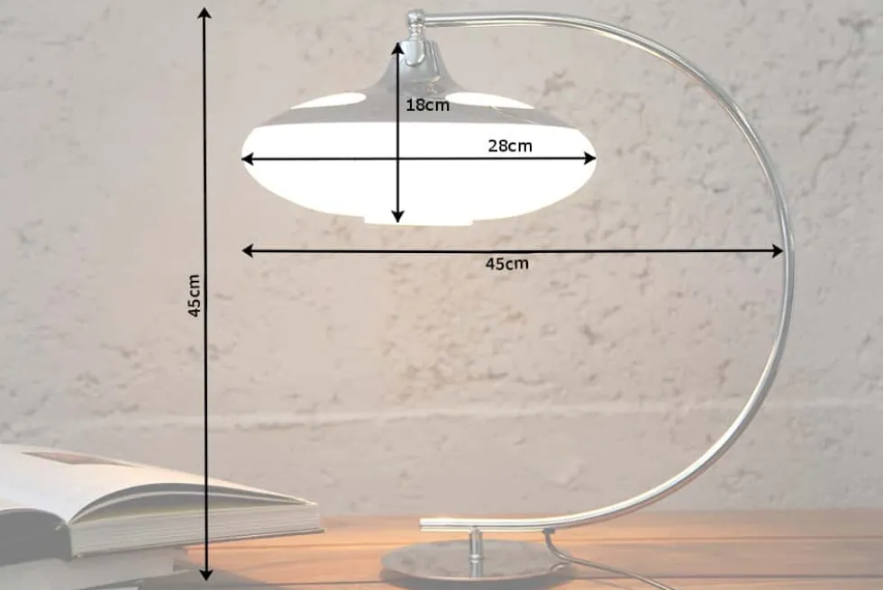 Moderne Tischlampe LUNA LOGO 45cm silber verchromt Tischleuchte
