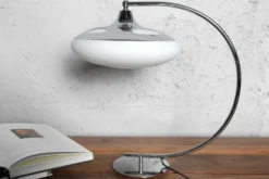Moderne Tischlampe LUNA LOGO 45cm silber verchromt Tischleuchte