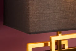 Moderne Tischleuchte ATLANTIS 56cm gold Stoffschirm schwarz Marmor Lampe