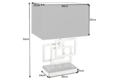Moderne Tischleuchte ATLANTIS 56cm silber Stoffschirm schwarz Marmor Lampe
