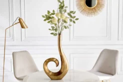 Moderne Vase WAVE 47cm gold Aluminium poliert Dekoration