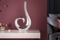 Moderne Vase WAVE 47cm silber Aluminium poliert Dekoration