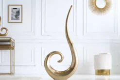Moderne Vase WAVE XL 106cm gold Aluminium poliert Dekoration