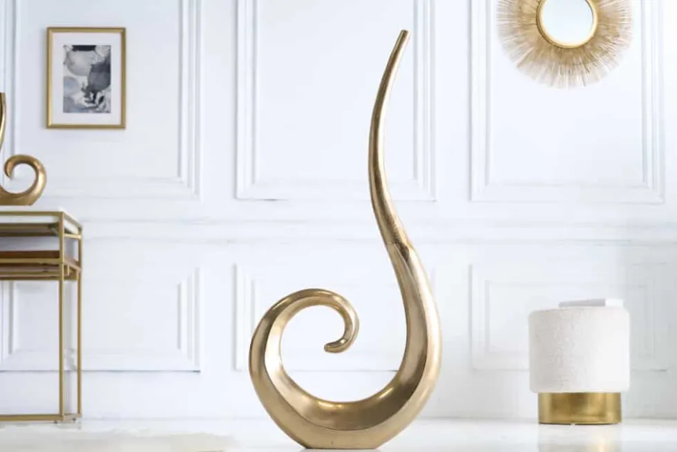 Moderne Vase WAVE XL 106cm gold Aluminium poliert Dekoration