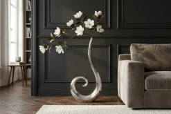 Moderne Vase WAVE XL 106cm silber Aluminium poliert Dekoration