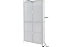 Moderne Vitrine AMSTERDAM 180cm schwarz gold Riffelglas Metall Highboard Schrank