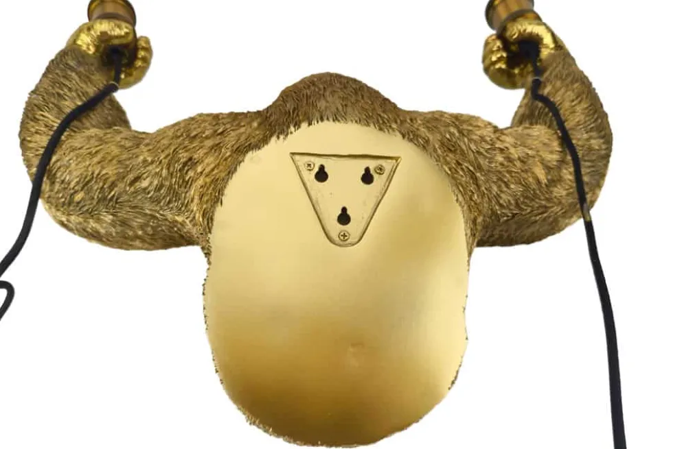 Moderne Wandlampe KING APE 50cm gold Affen-Skulptur handmade