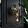 Moderne Wandlampe RHINO 40cm gold Nashorn-Skulptur handmade