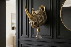 Moderne Wandlampe RHINO 40cm gold Nashorn-Skulptur handmade