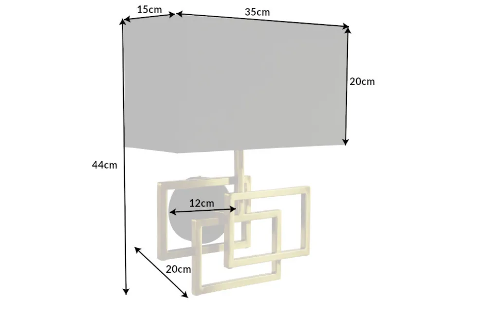Moderne Wandleuchte ATLANTIS 44cm gold Stoffschirm schwarz Lampe