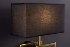 Moderne Wandleuchte ATLANTIS 44cm gold Stoffschirm schwarz Lampe