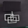 Moderne Wandleuchte ATLANTIS 44cm silber Stoffschirm schwarz Lampe