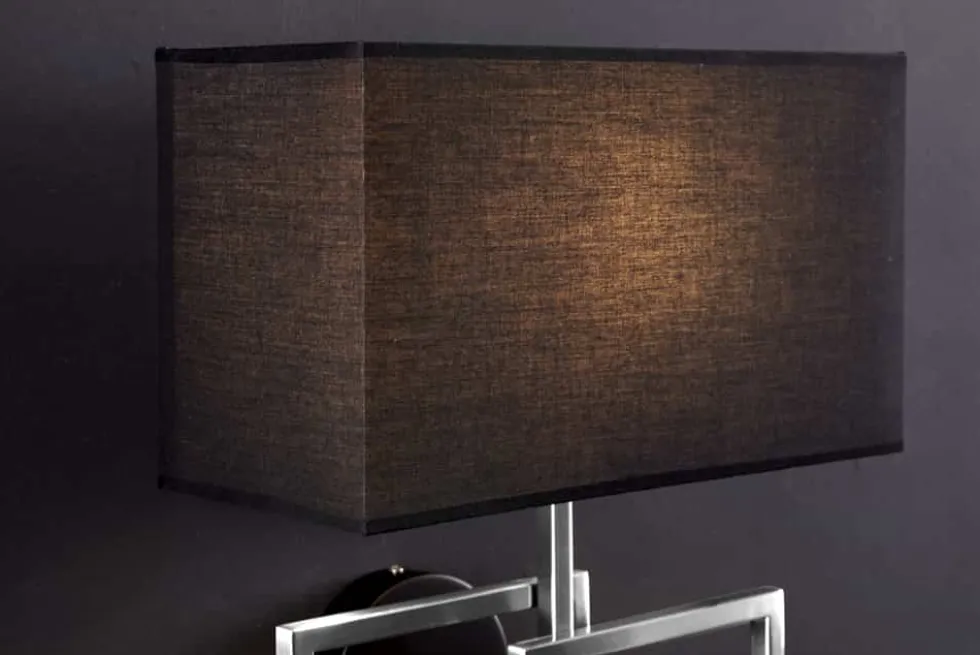 Moderne Wandleuchte ATLANTIS 44cm silber Stoffschirm schwarz Lampe