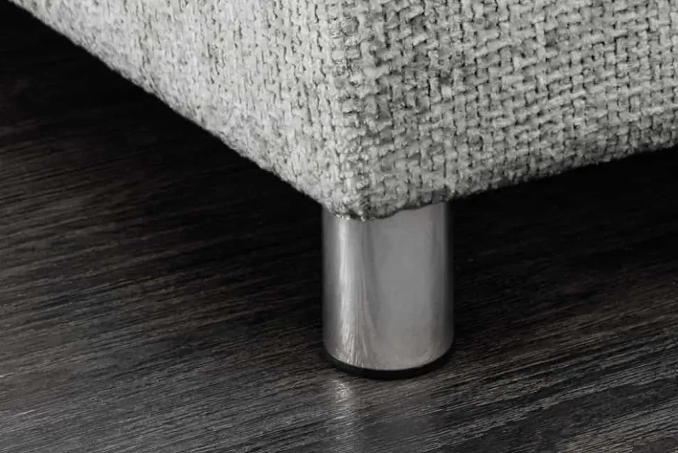 Moderne Wohnlandschaft KENT 220cm grau Strickstoff Ecksofa inkl. Hocker und Kissen