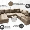 Moderne XXL Wohnlandschaft KENT 305cm taupe Federkern Bigsofa inkl. Hocker