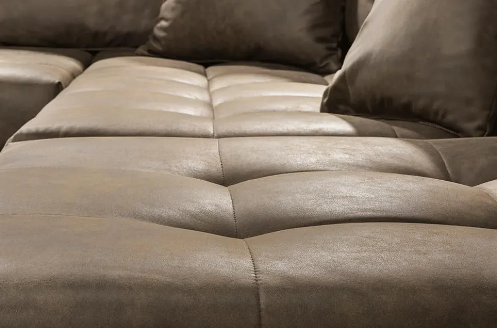 Moderne XXL Wohnlandschaft KENT 305cm taupe Federkern Bigsofa inkl. Hocker