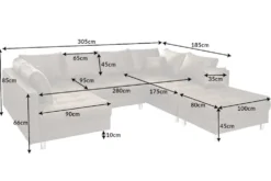 Moderne XXL Wohnlandschaft KENT 305cm taupe Federkern Bigsofa inkl. Hocker
