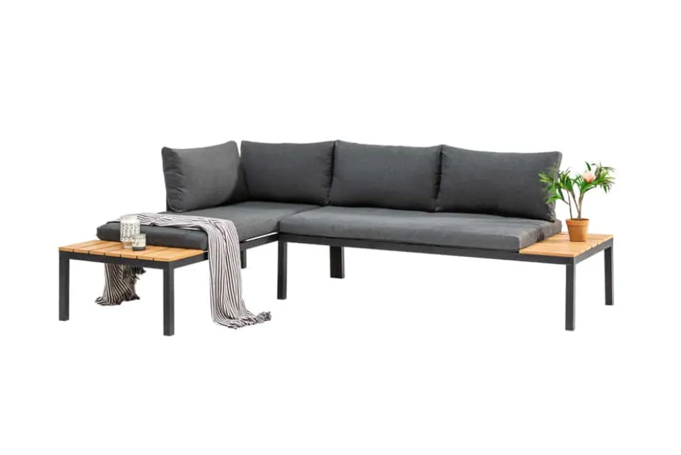 Modulare Garten Sitzgruppe ORLANDO LOUNGE 240cm anthrazit Aluminium wetterfest inkl. Kissen