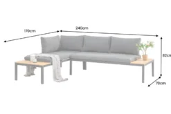 Modulare Garten Sitzgruppe ORLANDO LOUNGE 240cm champagner greige Aluminium wetterfest inkl. Kissen