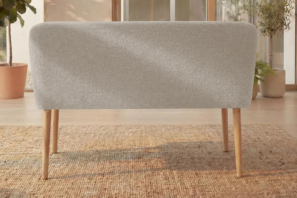 Nordische Sitzbank SCANDINAVIA MEISTERSTÜCK 115cm beige natur Massivholz mit Armlehne