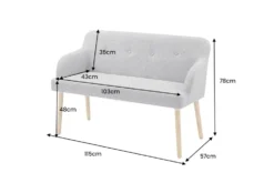 Nordische Sitzbank SCANDINAVIA MEISTERSTÜCK 115cm grau natur Massivholz mit Armlehne