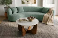 Organisches Sofa ATELIER 230cm salbei Bouclé 3-Sitzer Couch inkl. Kissen