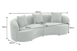 Organisches Sofa ATELIER 230cm salbei Bouclé 3-Sitzer Couch inkl. Kissen