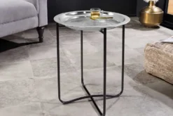 Orientalischer Beistelltisch CASABLANCA 50cm silber schwarz Tablett abnehmbar klappbar