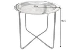 Orientalischer Beistelltisch CASABLANCA 50cm silber schwarz Tablett abnehmbar klappbar
