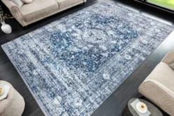Orientalischer XXL Teppich OLD MARRAKESCH 350x240cm grau blau Flachgewebe
