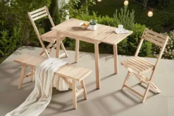Outdoor Balkonstuhl BALI natur hell Akazienholz klappbar wetterfest Gartenstuhl