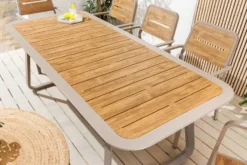 Outdoor Esstisch ORGANIC 200cm natur Kunststoff greige Aluminium Gartentisch wetterfest
