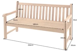Outdoor Gartenbank EMPIRE TEAK 150cm natur Massivholz