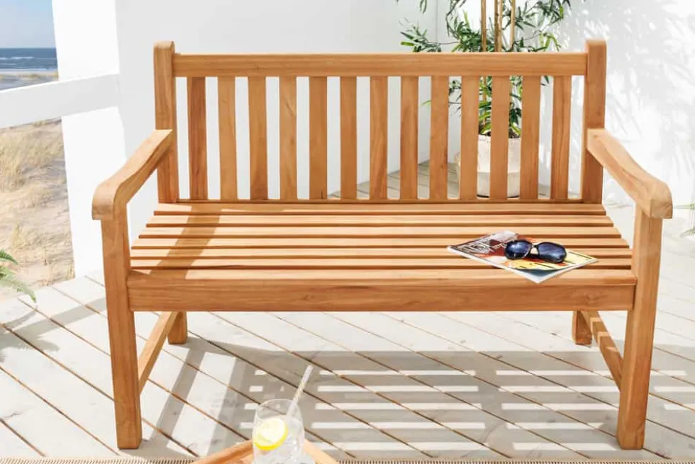 Outdoor Gartenbank EMPIRE TEAK 120cm natur Massivholz